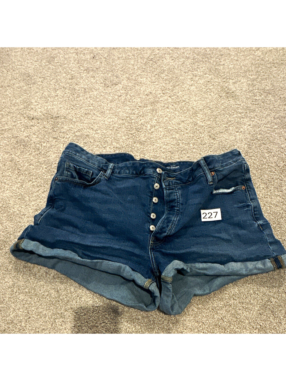 Old Navy O.G. Straight High-Rise Denim Shorts Womens 20 Blue Dark Wash Stretch